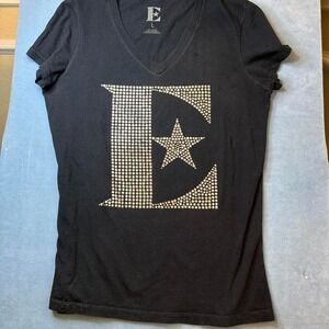 Elton John Black Rhinestone Star Tee Size Large